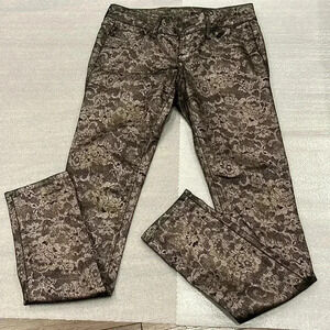 [W26L29]Black Orchid by Julien.J Low Rise Skinny Denim Metallic  Floral NWOT